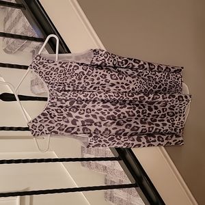 WHBM Reversible Gray Leopard Top Size 6